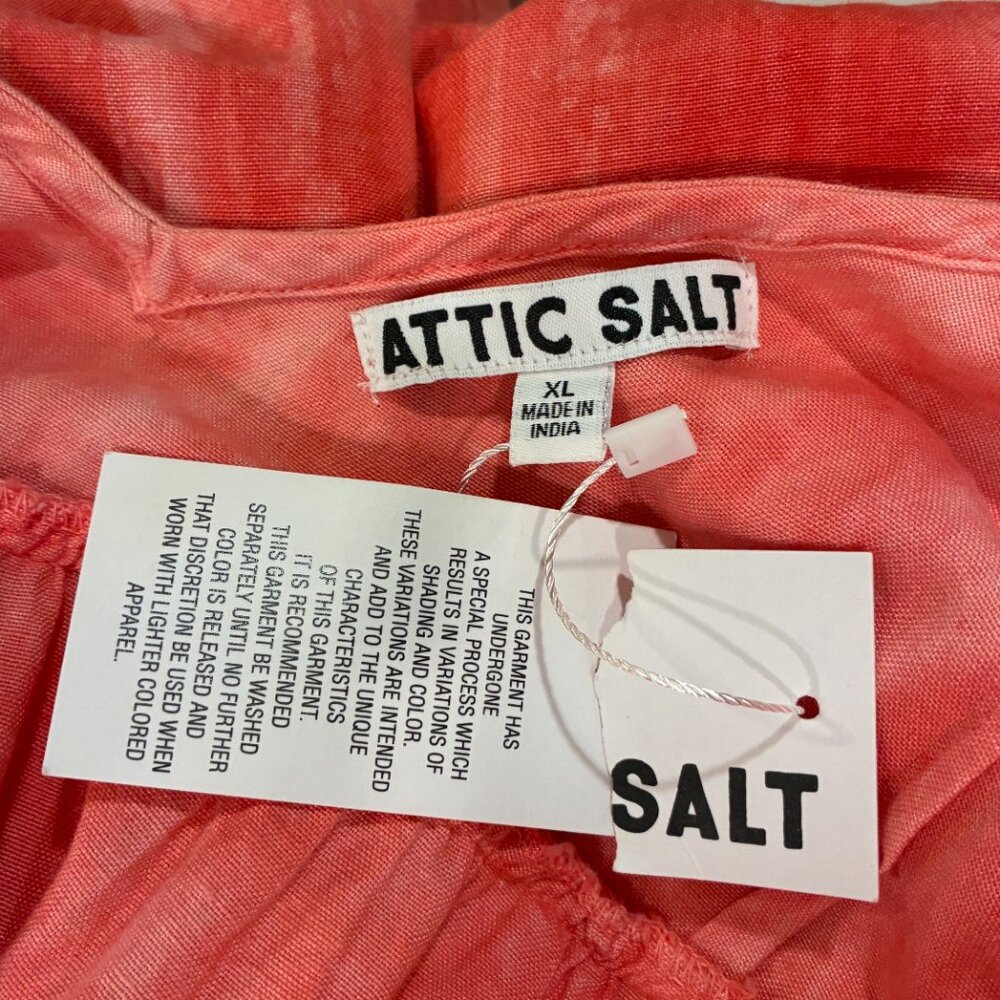 ATTIC SALT Strappy Tie Dye V-Neck Bow Tie Empire Mini Sundress Orange/White XL - Picture 4 of 11